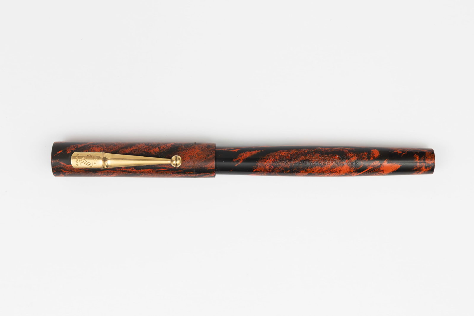 Mabie Todd Swan 42 Red Mottled Fountain Pen, Flexible Nib (1 of 3)