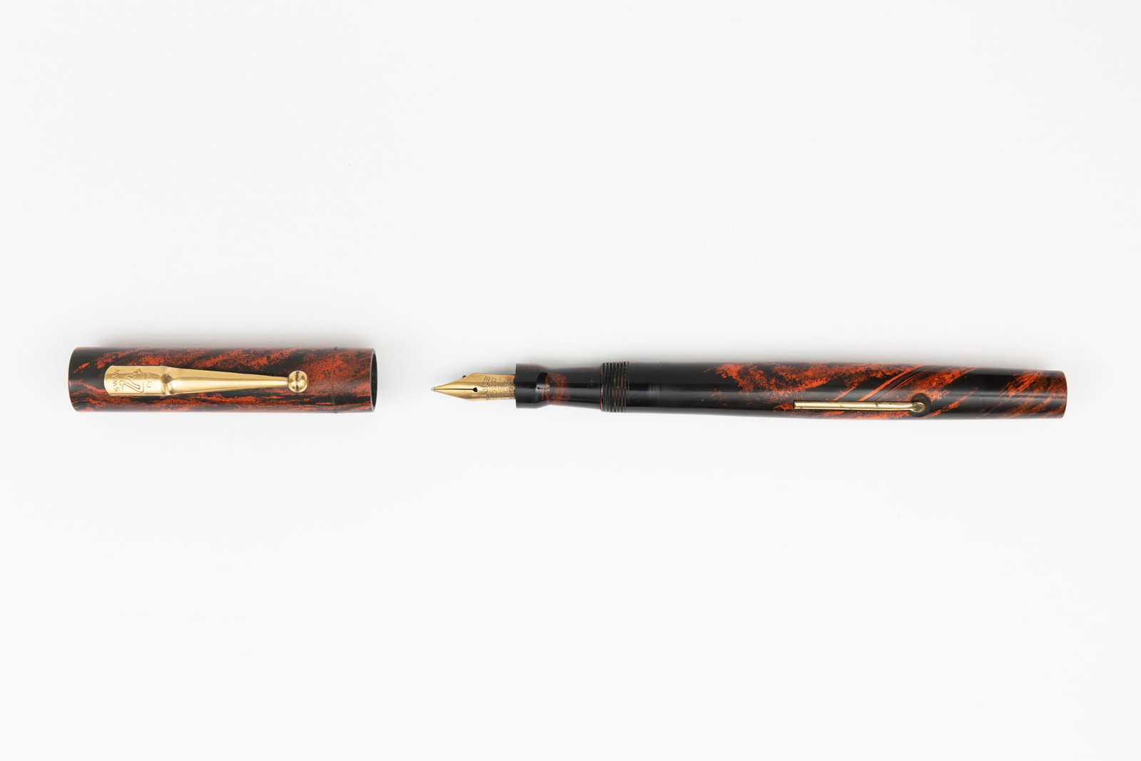 Mabie Todd Swan 42 Red Mottled Fountain Pen, Flexible Nib - 2