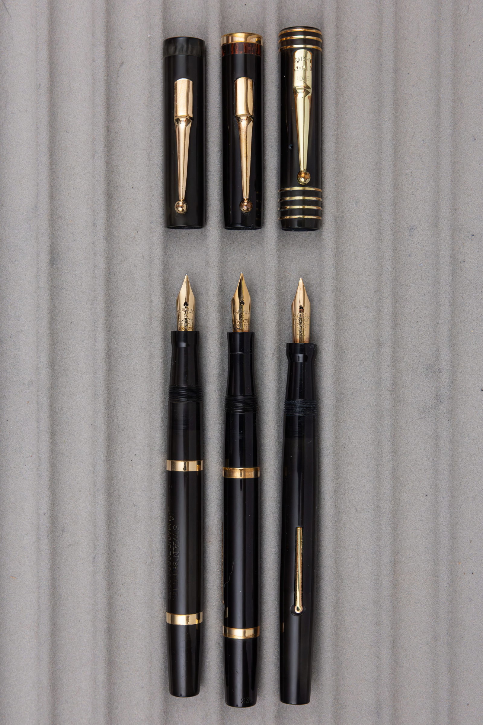Mabie Todd Swan Black Hard Rubber Fountain Pens (3) - 2