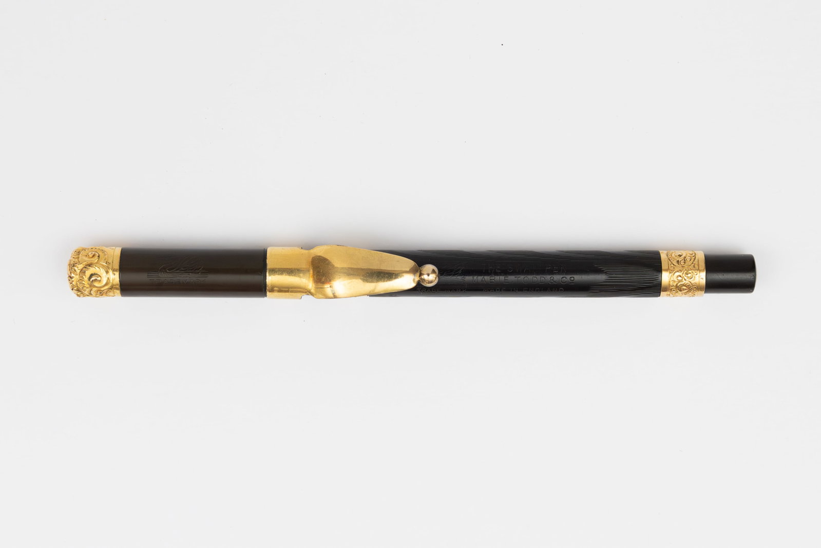 Mabie Todd Swan Black Chased Over Under Feed Fountain Pen (1 of 3)