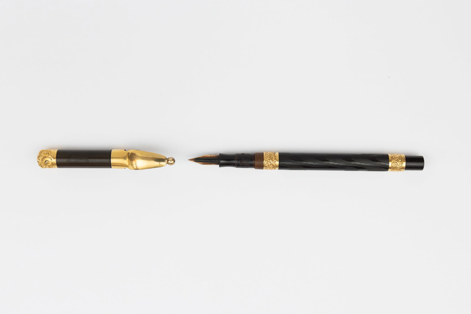 Mabie Todd Swan Black Chased Over Under Feed Fountain Pen - 2