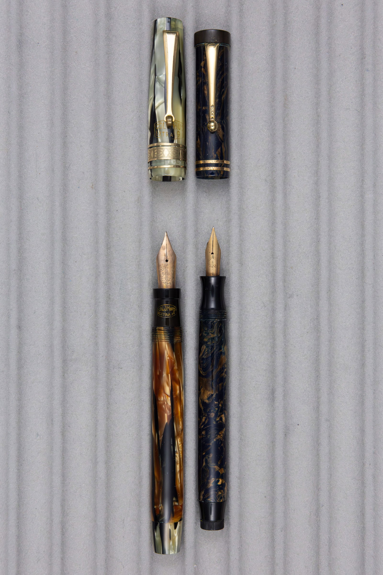 Italian Celluloid Fountain Pens, Columbus and Other, Flexible Nibs - 2
