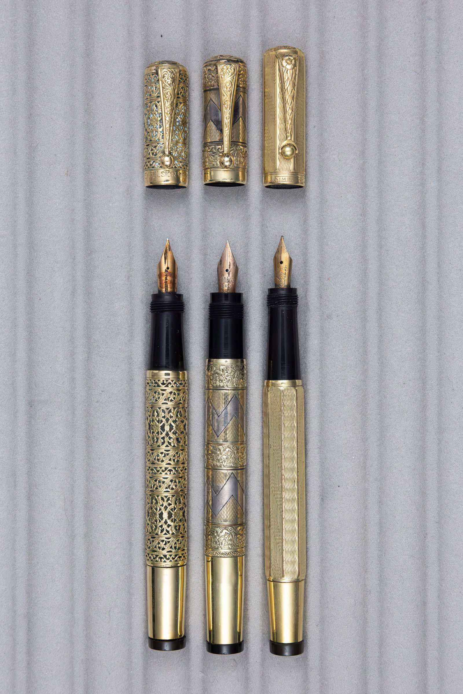 Italian Gold Filled Overlay Safety Fountain Pens (3) - 2