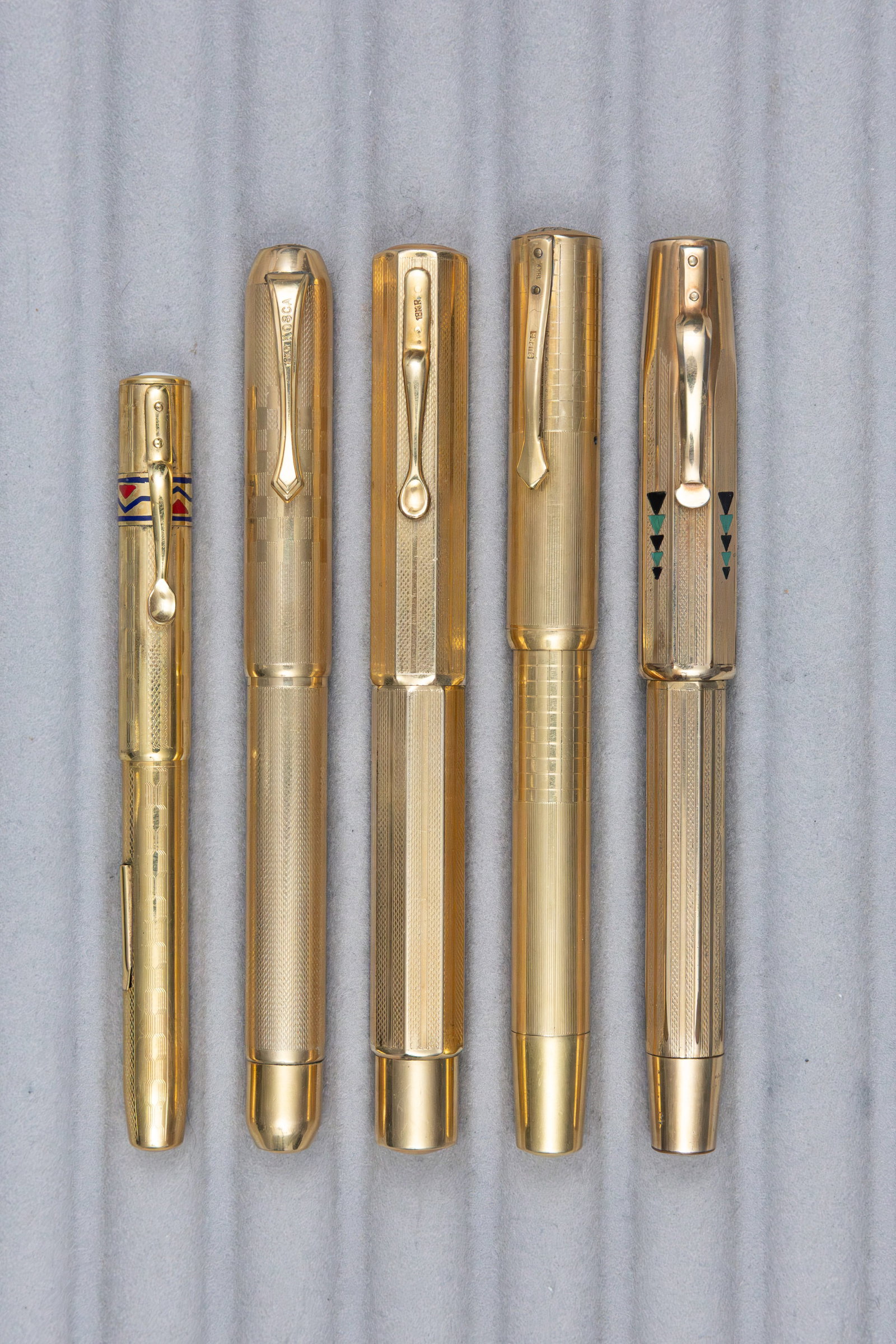 Gold Filled Overlay European Fountain Pens (5) (1 of 2)