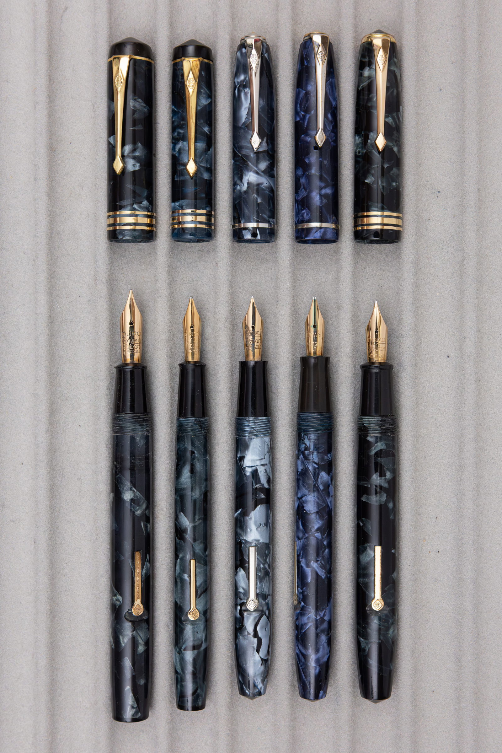 Conway Stewart Blue Marbleized Celluloid Fountain Pens (5) - 2