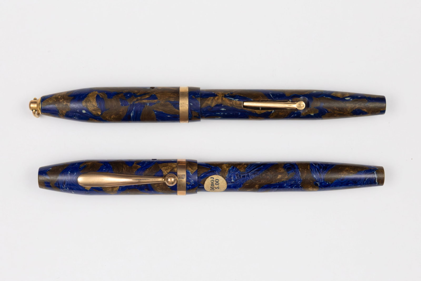 Artcraft Lapis Blue and Bronze Marble Fountain Pens (2) (1 of 3)