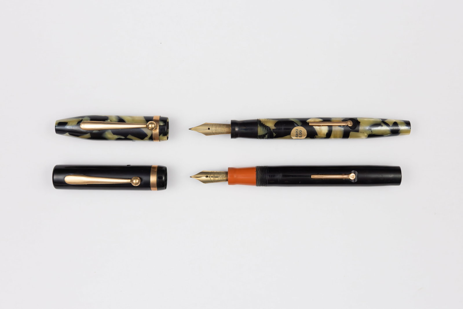 Artcraft Flattop and Tapered Fountain Pens (2), Org Stickers - 2