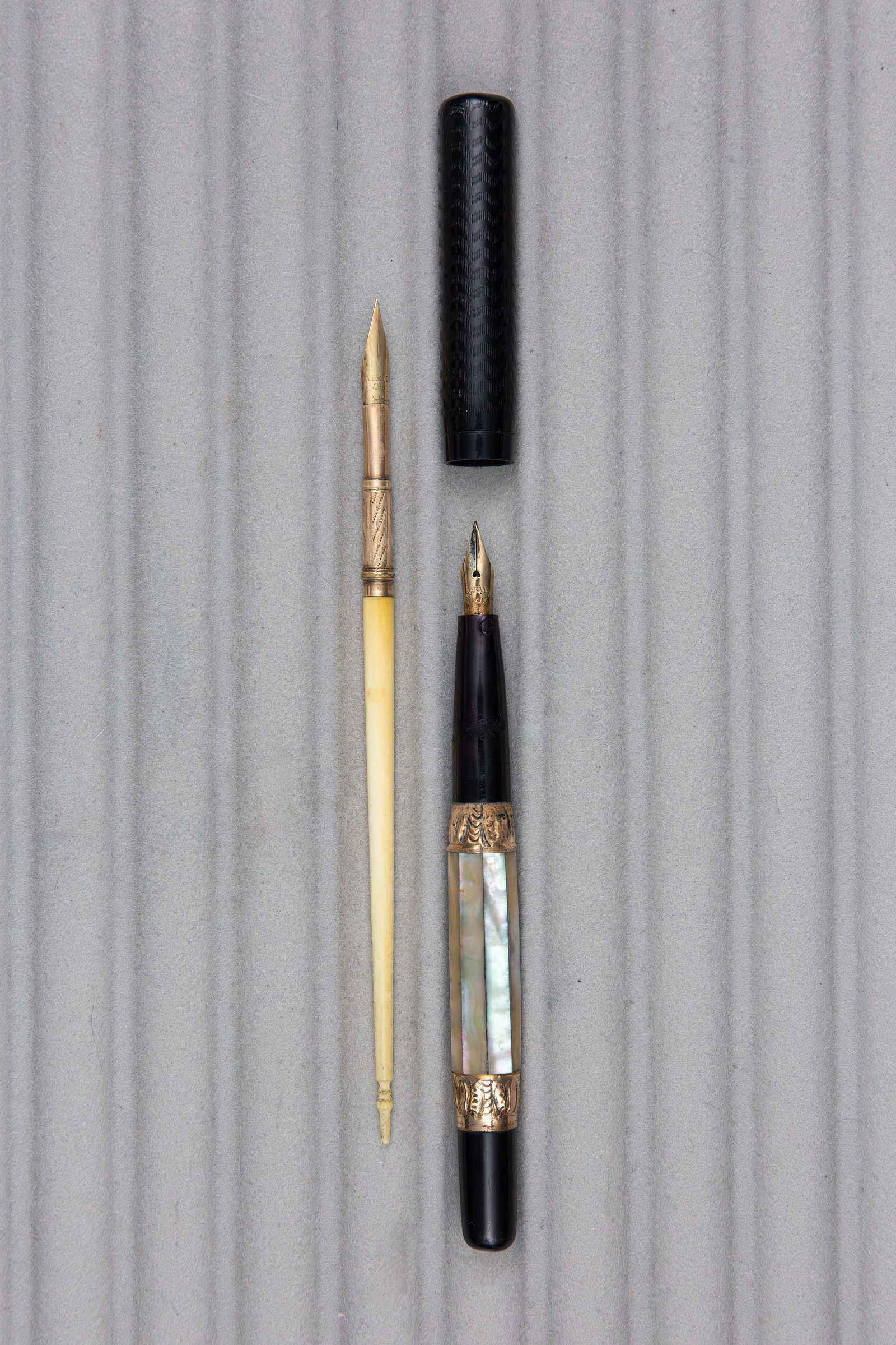 Aikin Lambert Dip Pen and Mother of Pearl Fountain Pen - 2