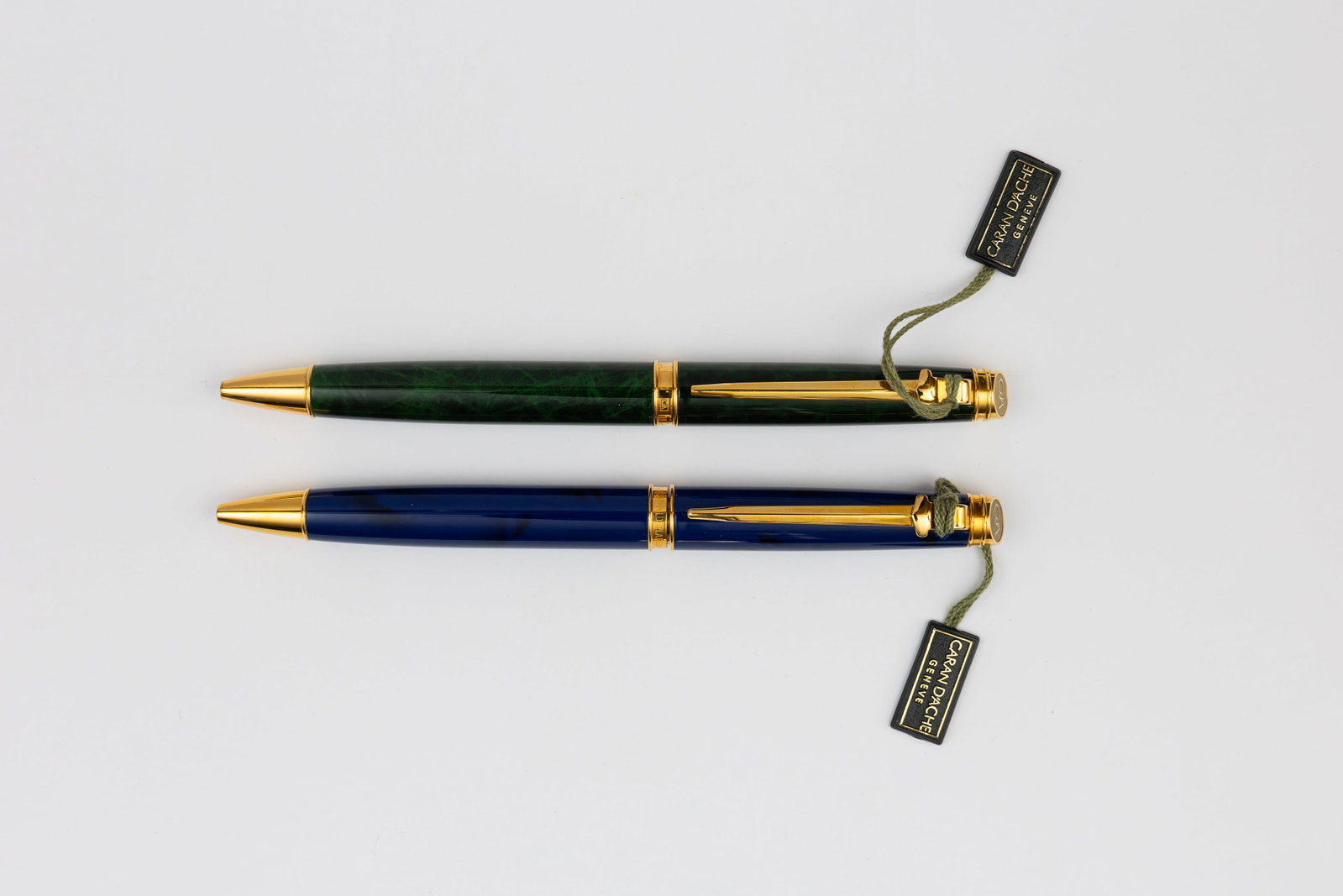 Caran d’Ache Leman Green, Blue Lacquer Ballpoint Pens (1 of 2)
