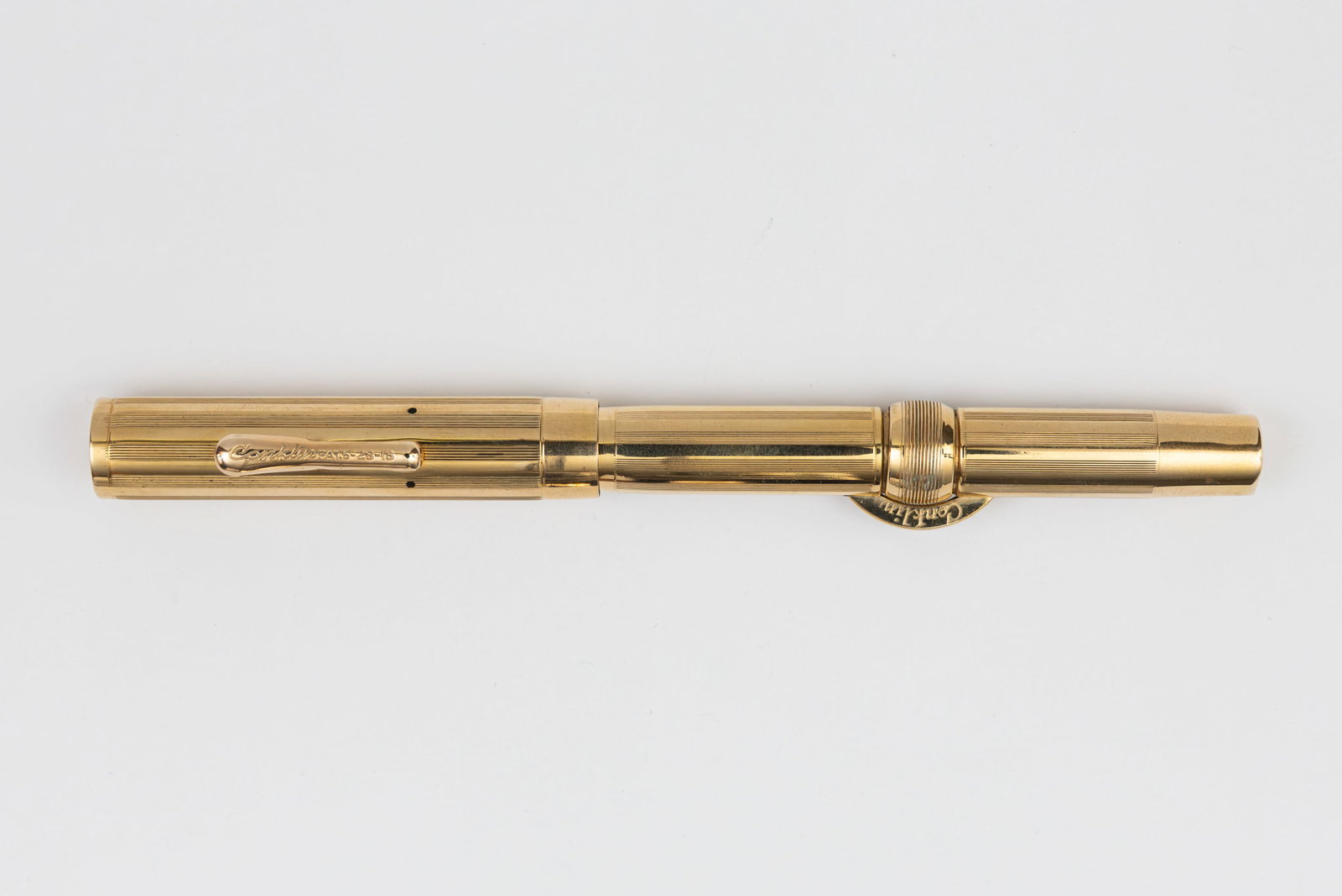 Conklin Crescent Filler Ribbon Engraved Gold Filled Fountain Pen (1 of 3)
