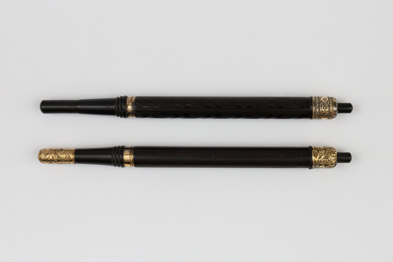 A.T. Cross Black Chased Hard Rubber Stylographic Fountain Pens (1 of 2)