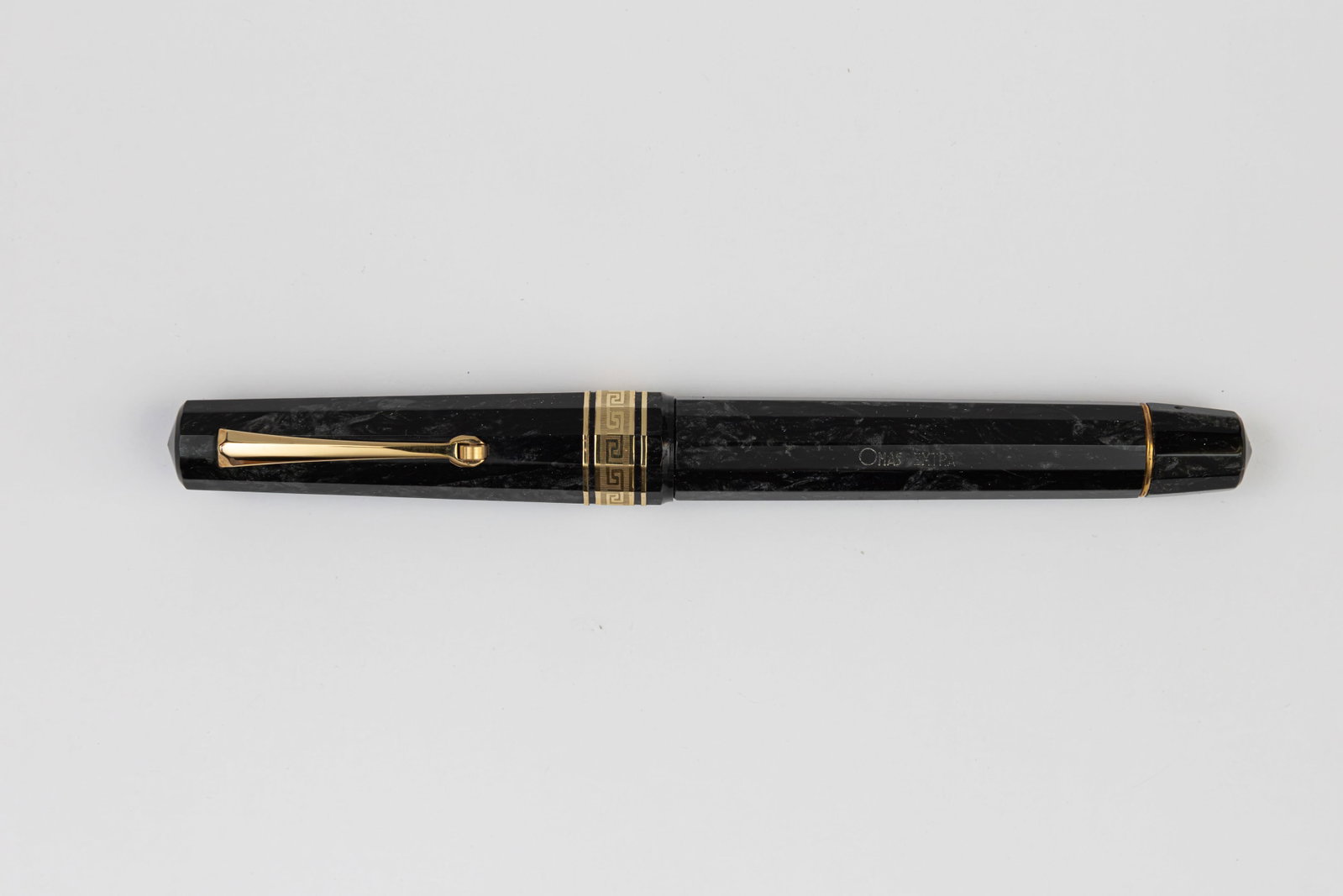 Omas Paragon Extra Speckled Grey Celluloid Fountain Pen, Boxed (1 of 4)