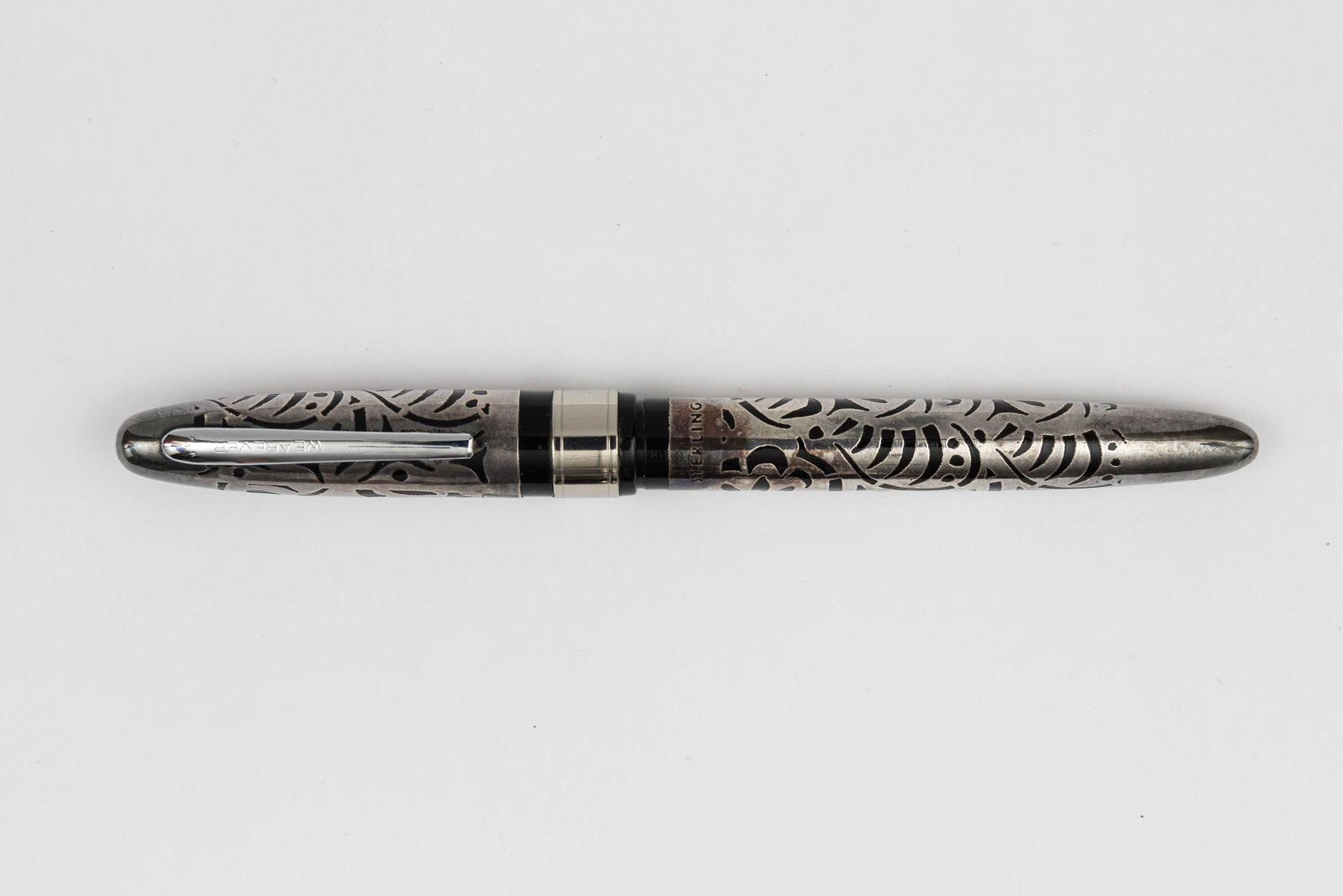 Wearever Supreme Woolworth Sterling Silver Fountain Pen: Wearever Supreme sterling silver overlay fountain pen, circa 1969. Made to commemorate the 90th anniversary of Woolworth these pens were presented to executives in their stockholders meeting in 1969. 