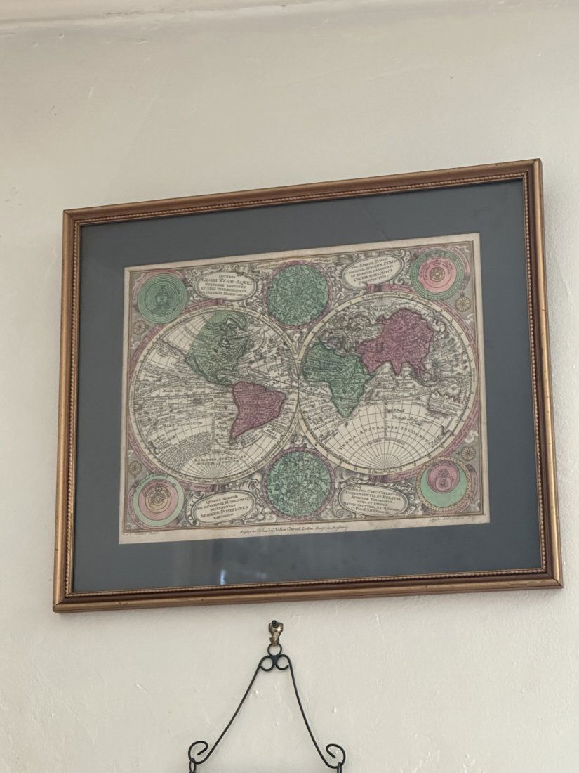 Antique 16th Century Copper Engraved Map by Mathias Conrad. Aiyezo Im Verla Map: This an original map by Mathias Conrad. It comes in a frame. It is 10 by 8 Inches. Good condition. Hand colored. Colors and not faded. It is 14 by 11 inches with the frame. The map itself is 10 by 8 i