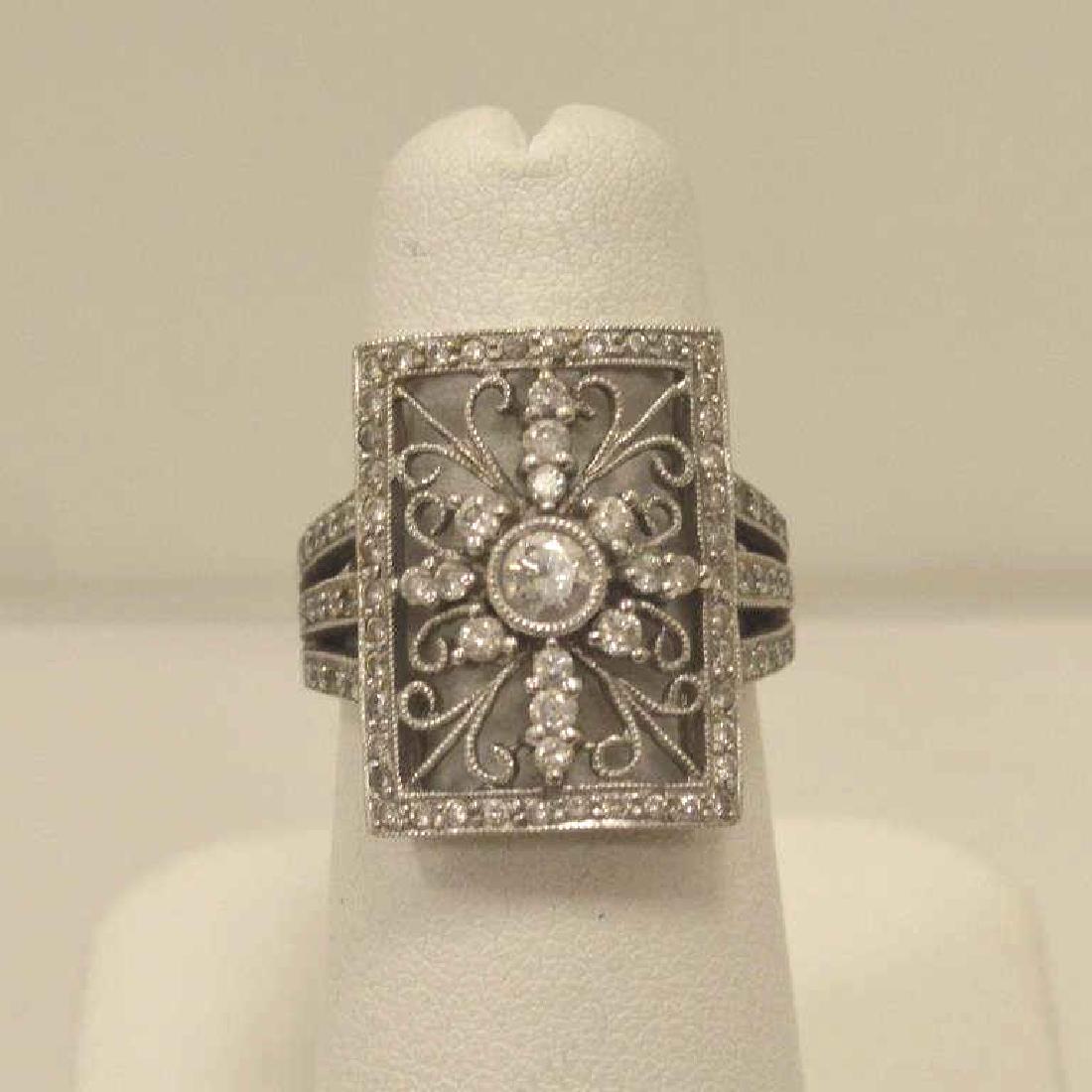 18kt white gold vintage style diamond ring (1 of 5)