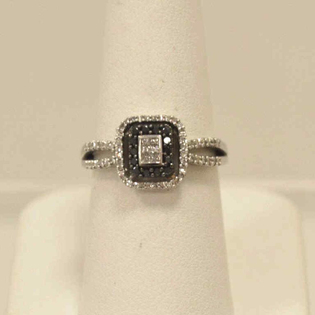 10kt white gold black and white diamond ring (1 of 5)