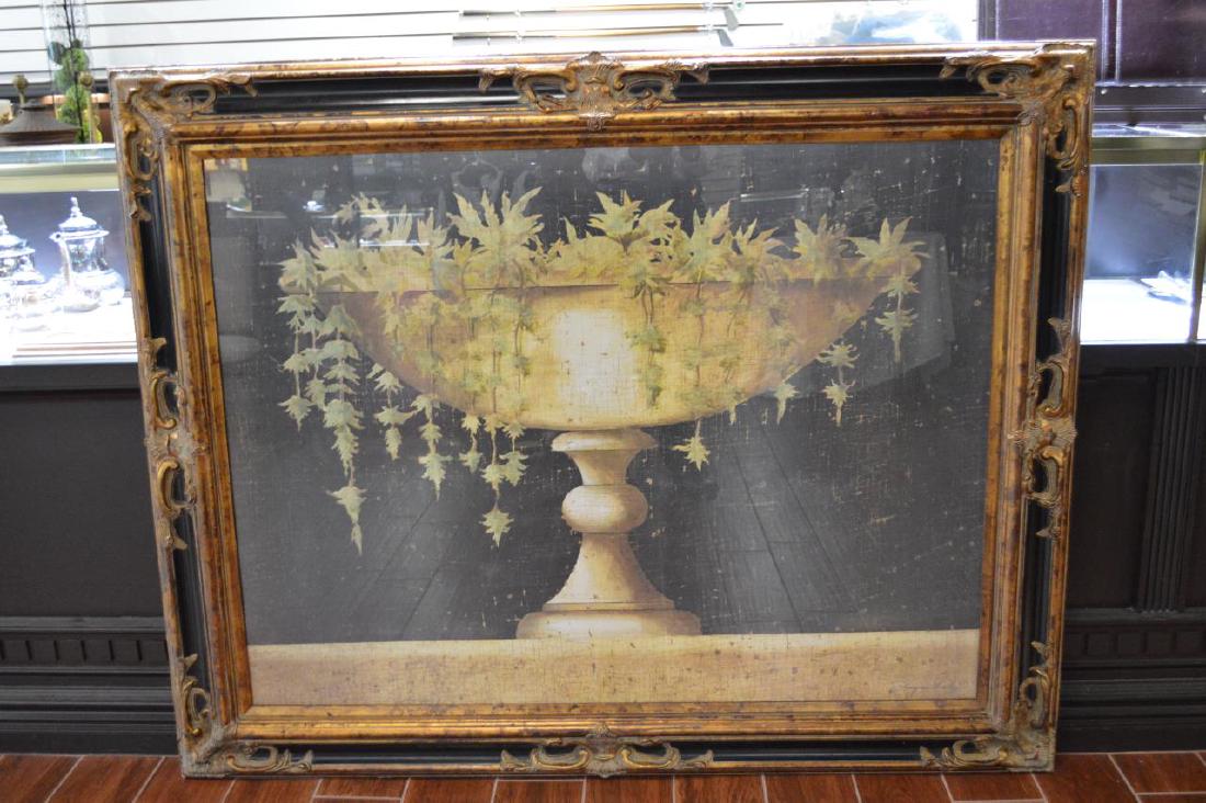 Large Print After Jacques Lamy: Large Print After Jacques Lamy. "Grand Royal Urn", in a gold and black painted frame, 47"h. 59"w.