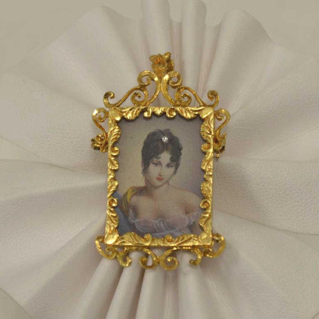 18kt yellow gold portrait pendant and brooch (1 of 4)