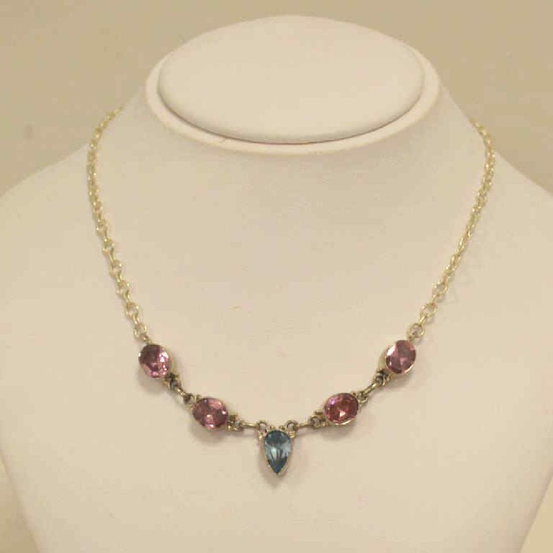 Sterling Pink and Blue Topaz necklace (1 of 3)