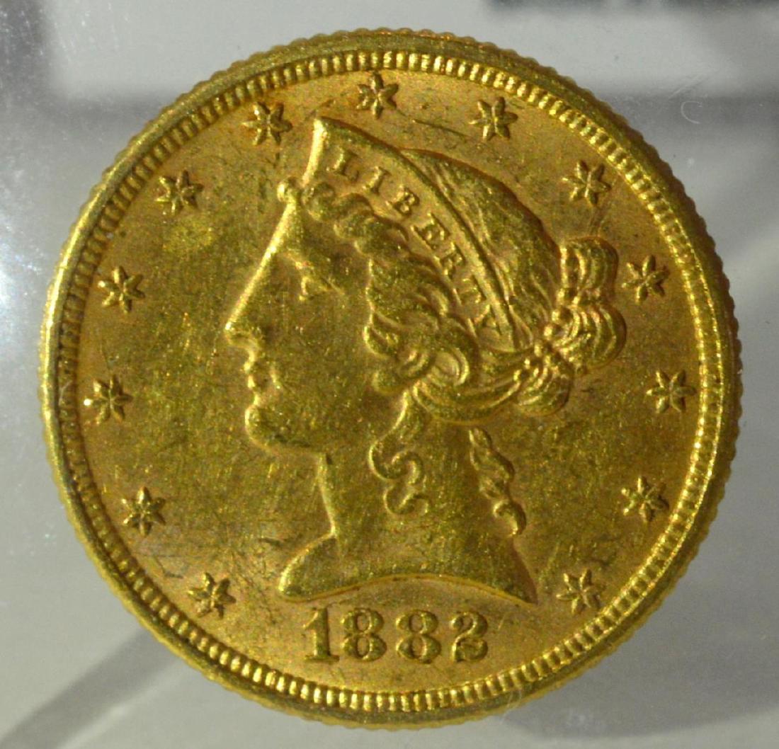 1882 $5 Liberty Head Gold Half Eagle BU 60 (1 of 3)