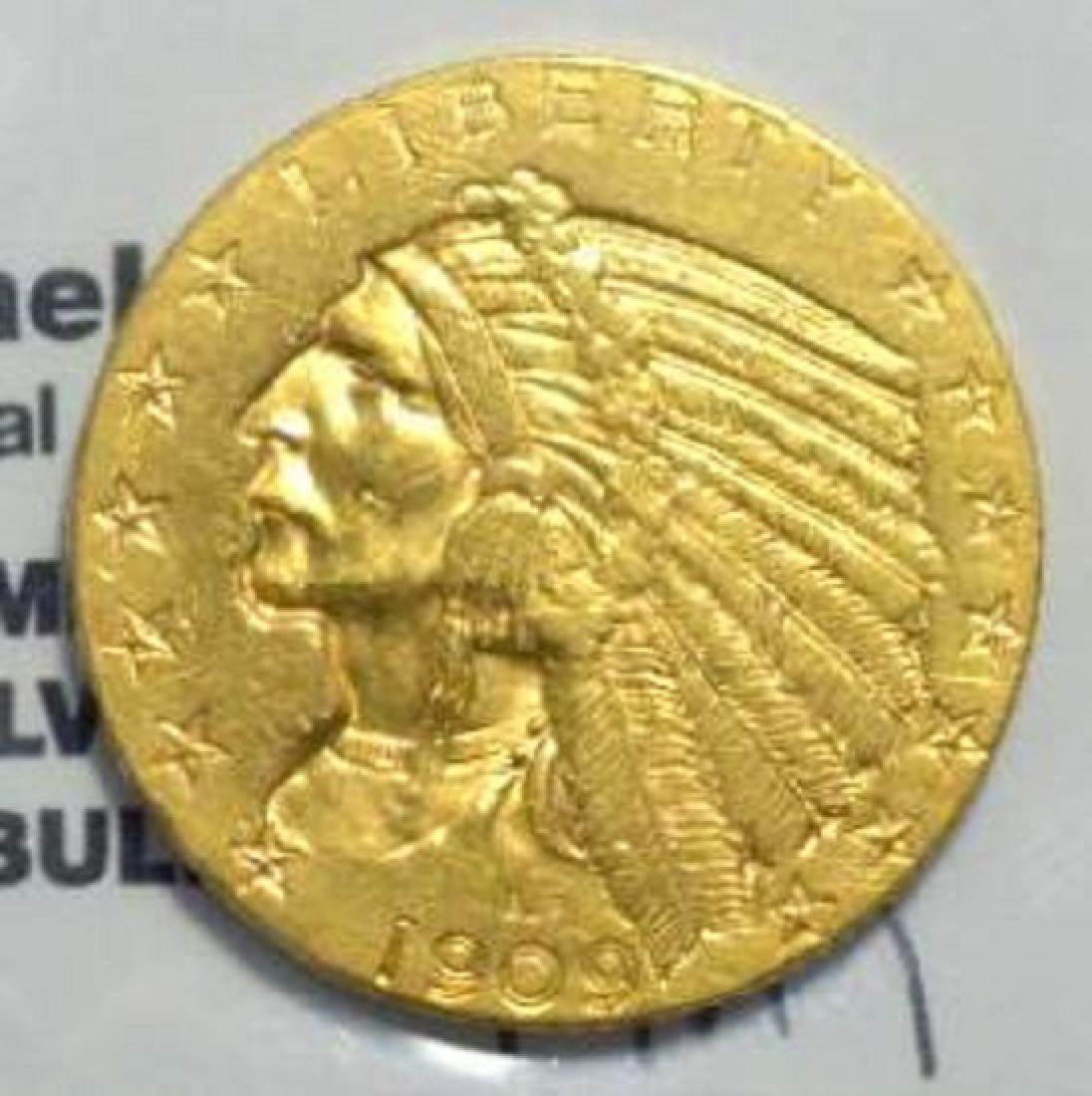 1909-D $5 Indian Head Gold Half Eagle AU (1 of 3)