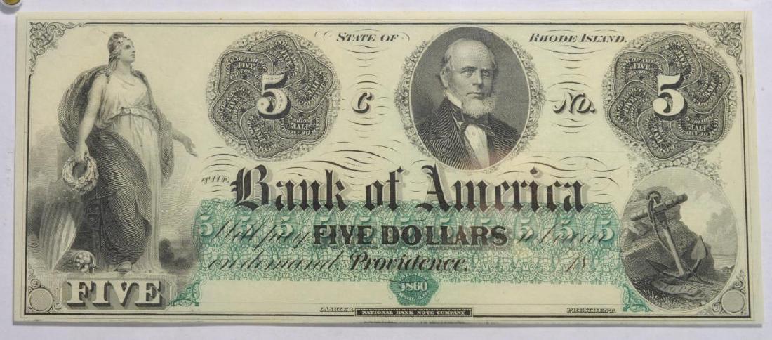 1860's $5 Bank of America Providence Remainder UNC (1 of 2)