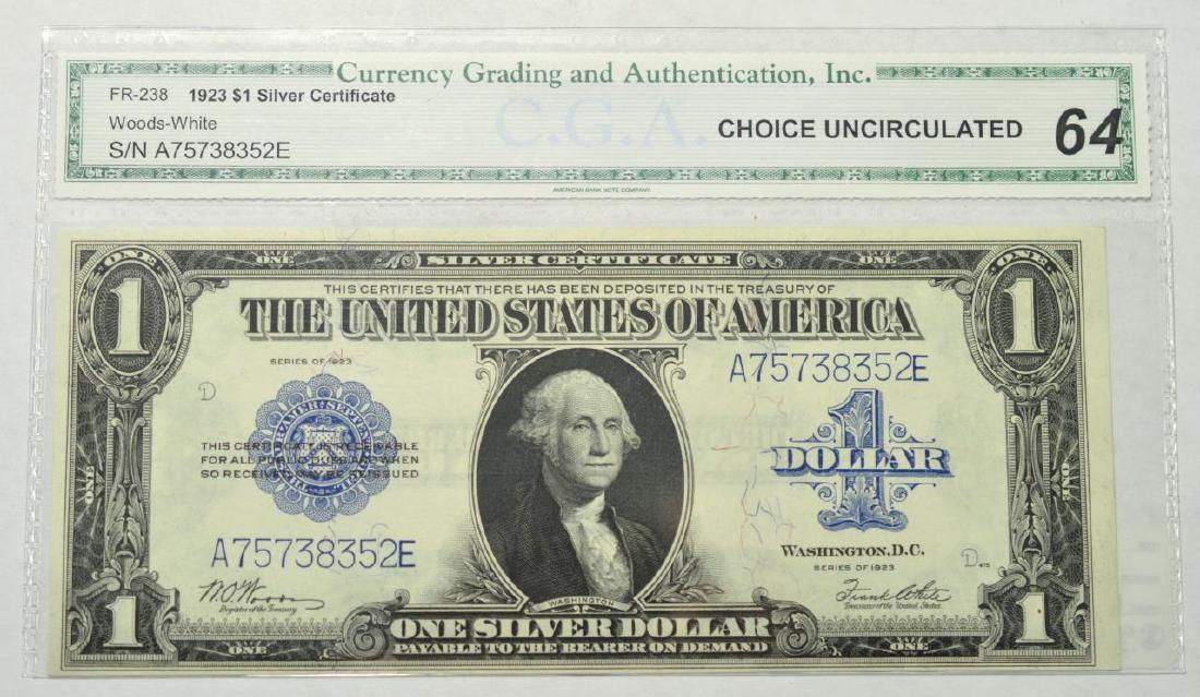 1923 $1 Silver Certificate Large Note CGA CU 64 (1 of 3)