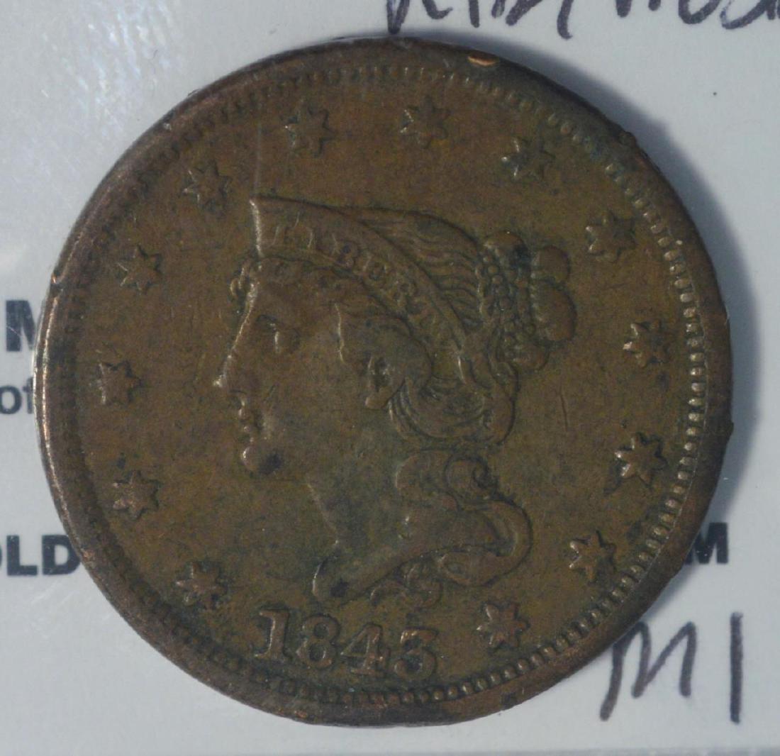 1843 Large Cent Fine Rim Problem (1 of 3)