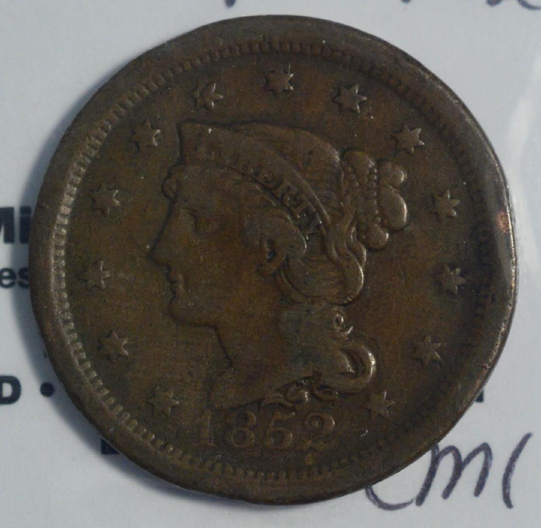 1852 Large Cent Fine + Rim Problem (1 of 3)
