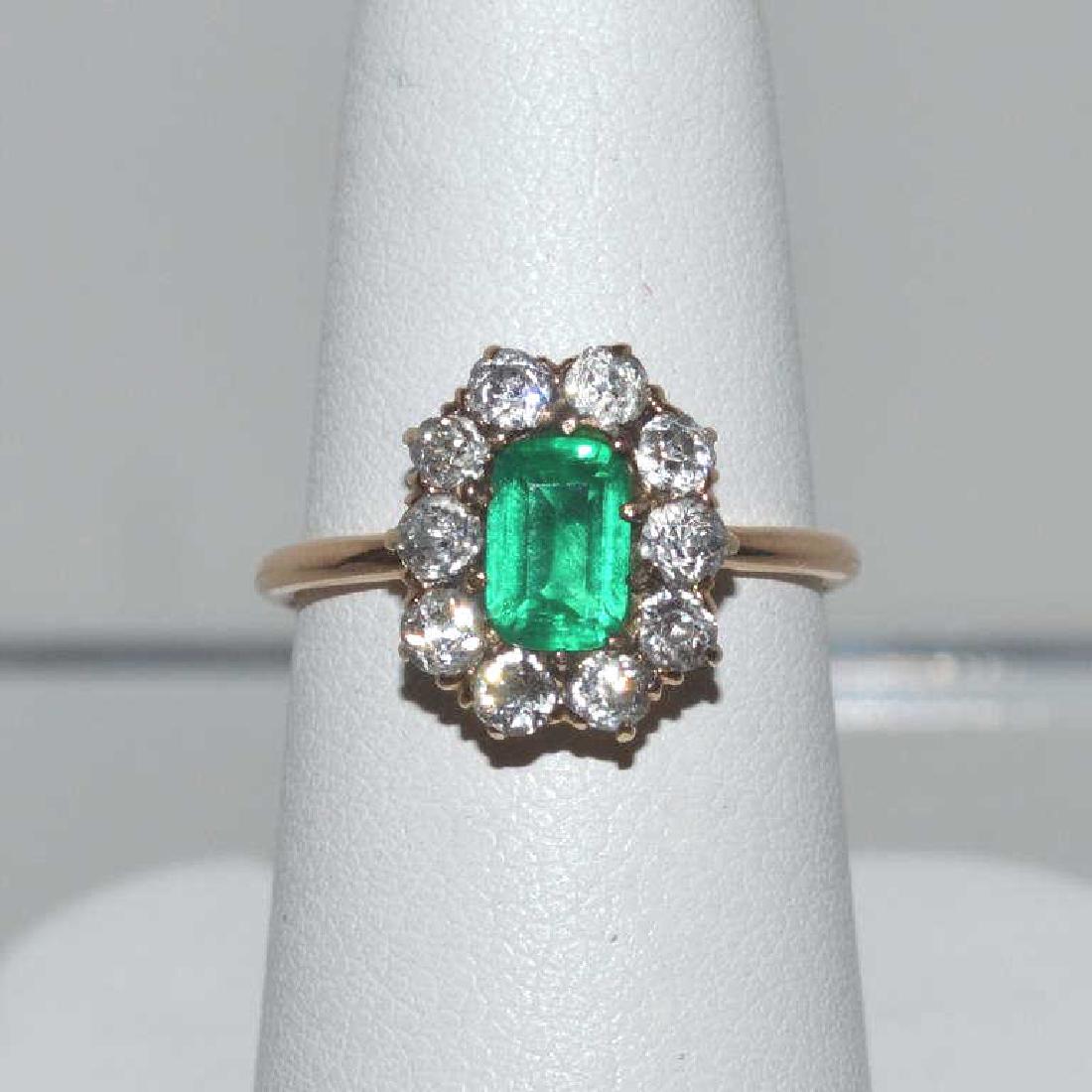 Vintage 14kt yellow gold emerald and diamond ring (1 of 5)
