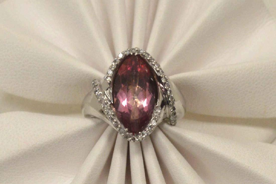 14kt white gold Pink Tourmaline and diamond ring (1 of 5)
