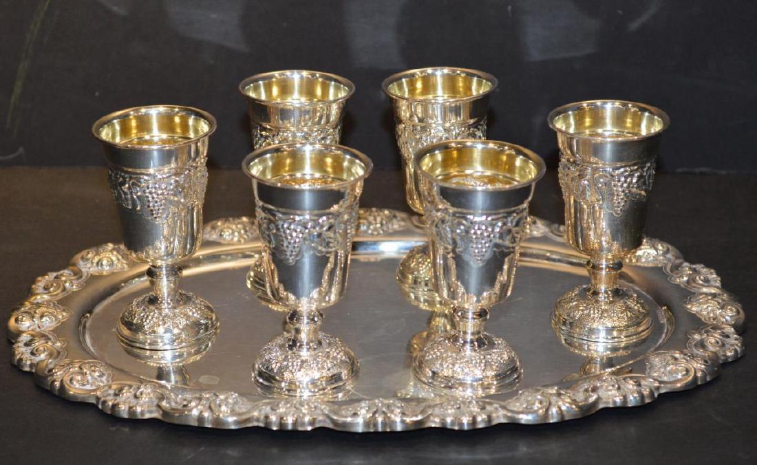 VINTAGE JUDAICA STERLING GOBLET CORDIAL SET (1 of 4)