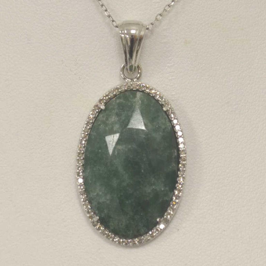 14kt white gold diamond and chalcedony necklace (1 of 2)