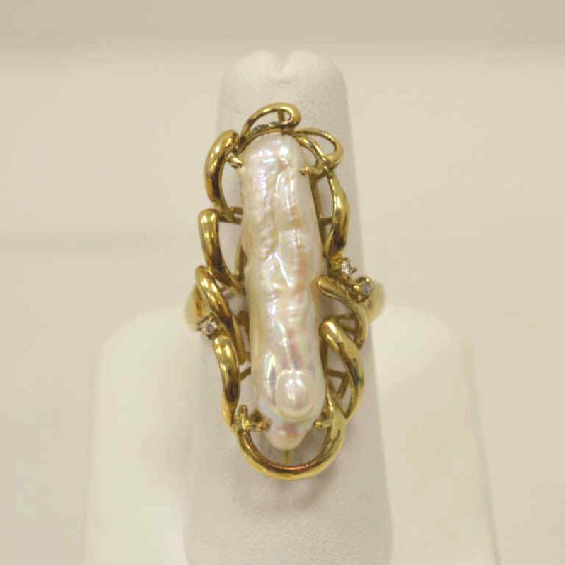 14kt yellow gold free form baroque pearl ring (1 of 5)