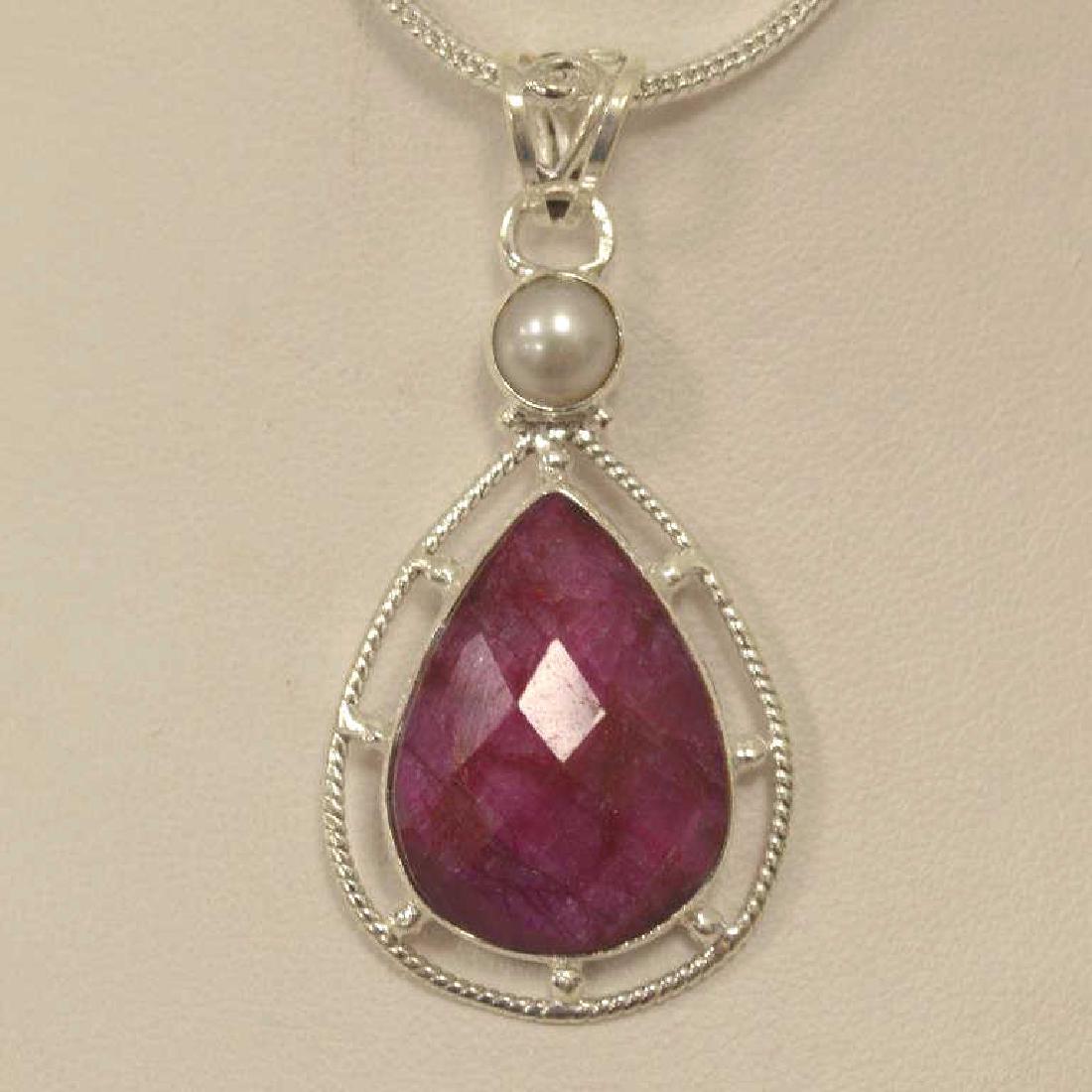 Sterling silver opaque ruby necklace (1 of 3)