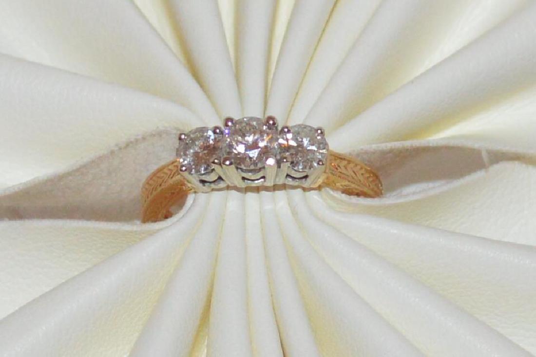 14kt yellow gold 3 stone diamond engagement ring (1 of 5)