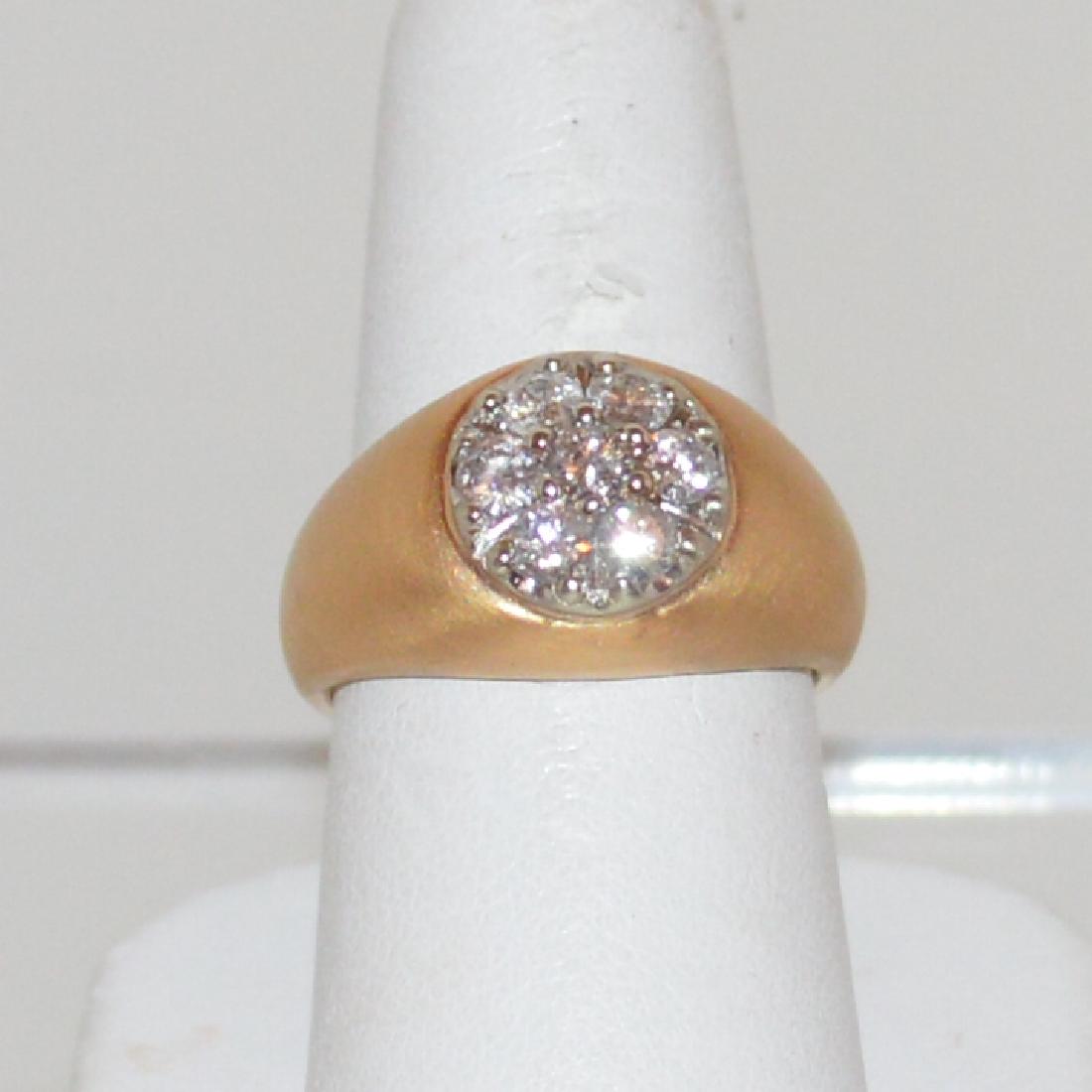 14kt yellow gold satin finish diamond cluster ring (1 of 5)