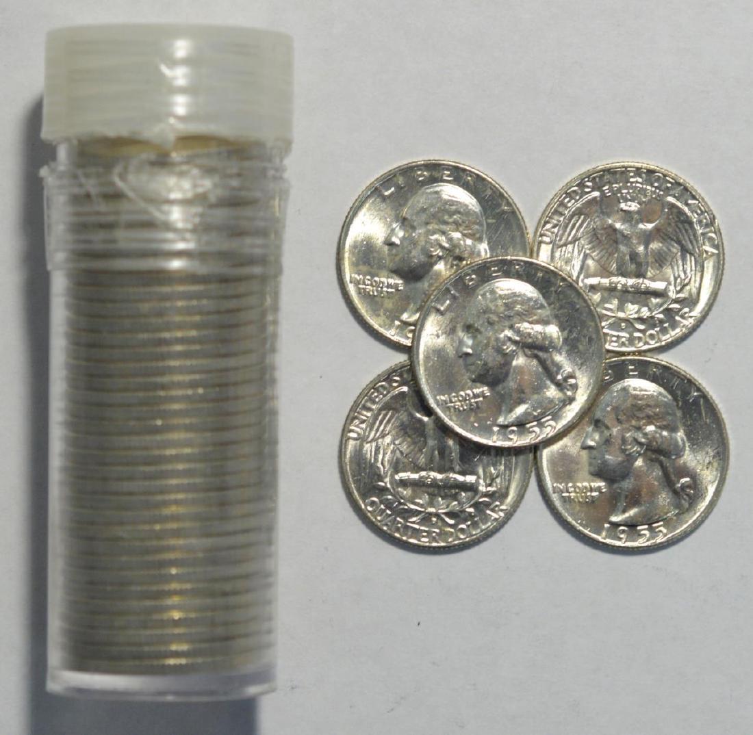 1955-D Washington Quarter Dollar 40pc. GEM BU Roll (1 of 1)
