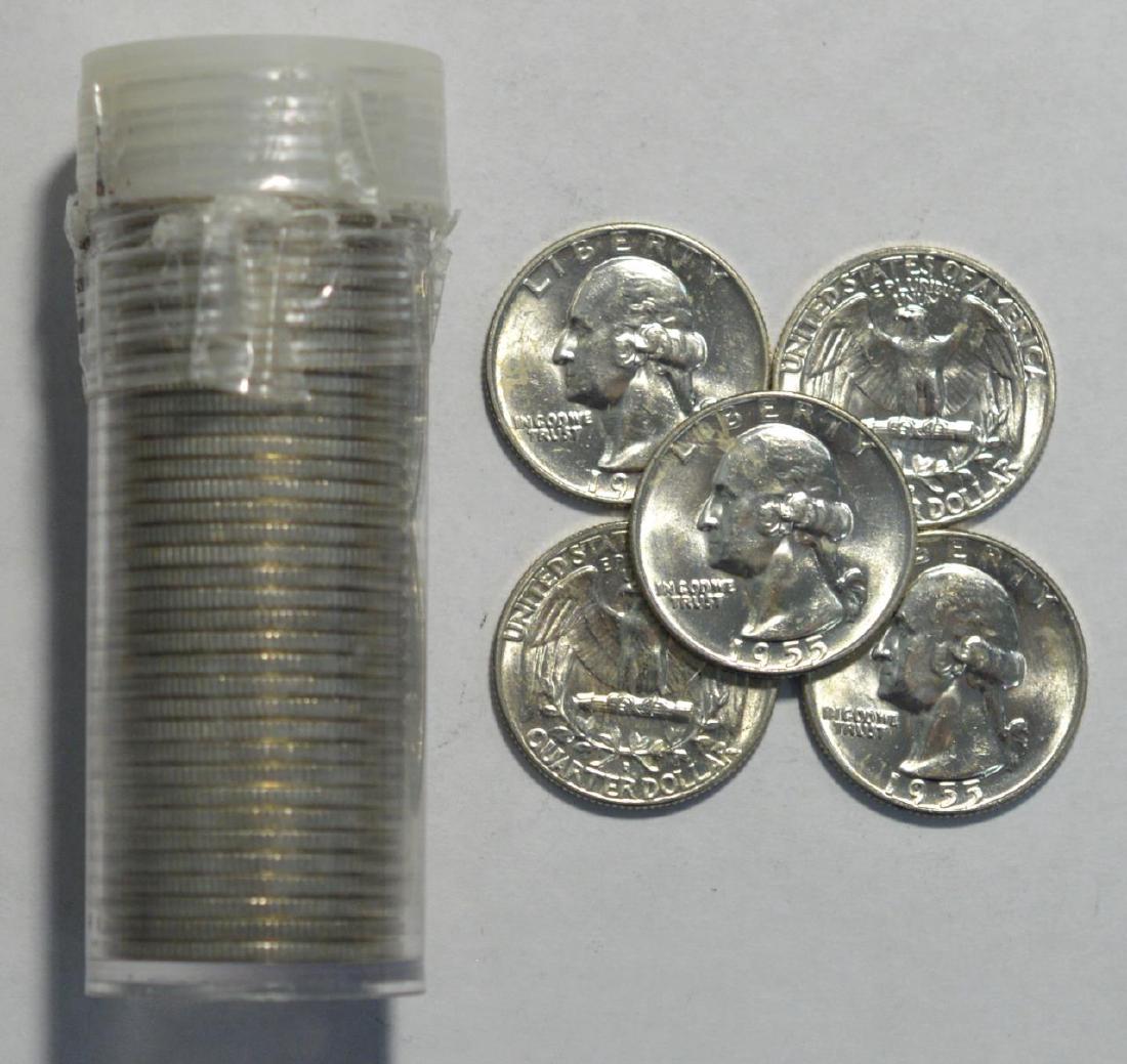 1955-D Washington Quarter Dollar 40pc. GEM BU Roll (1 of 1)