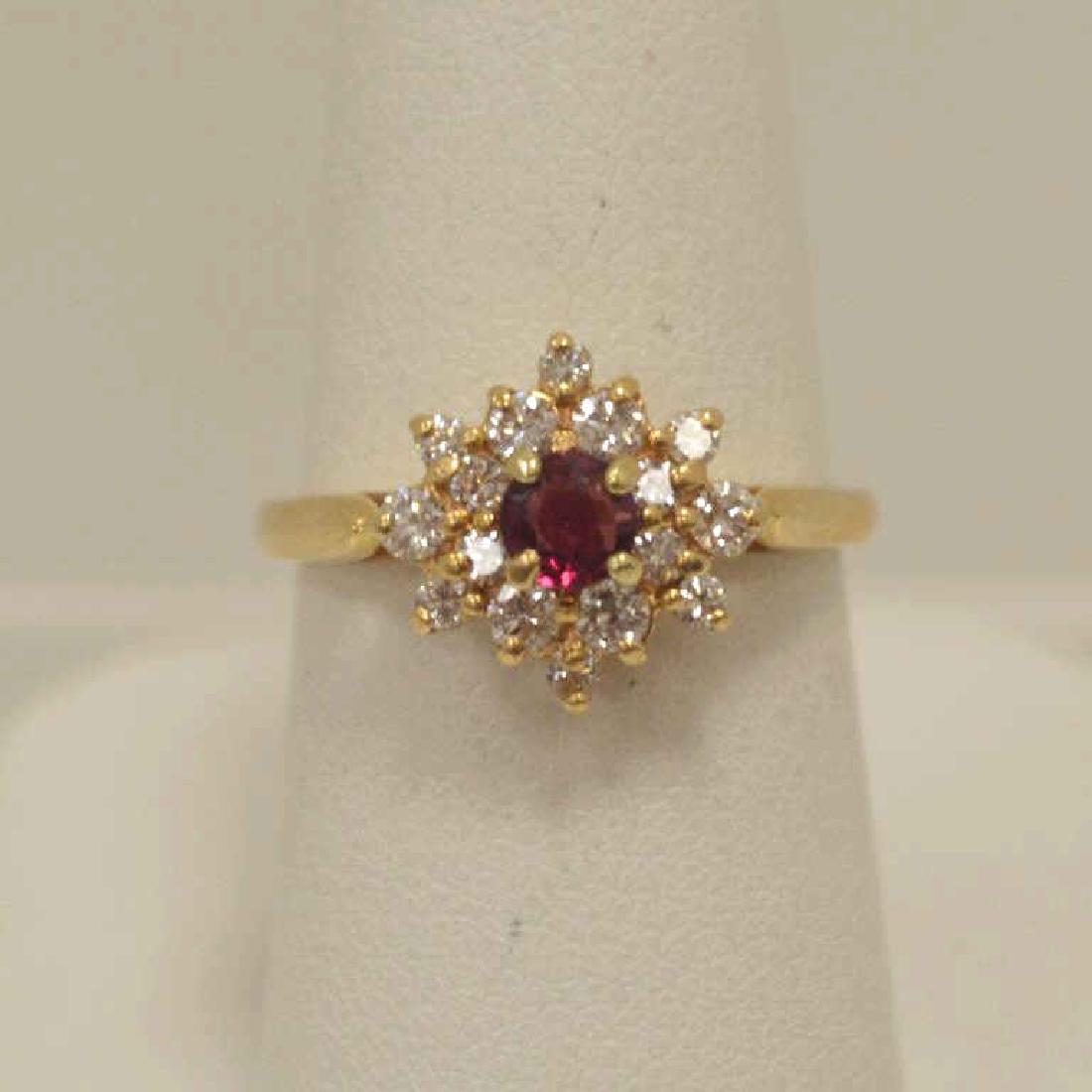 14kt yellow gold ruby and diamond cluster ring (1 of 5)