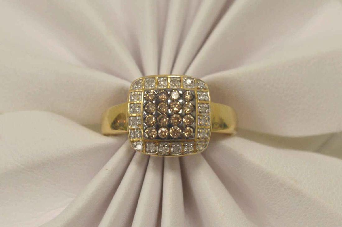 14kt yellow gold champagne and white diamond ring (1 of 5)