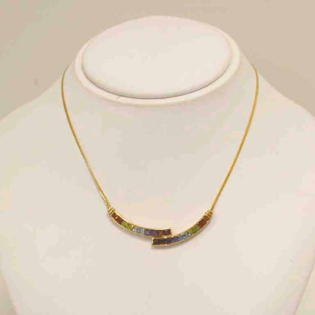 14ky yellow gold multi-color stone necklace (1 of 4)