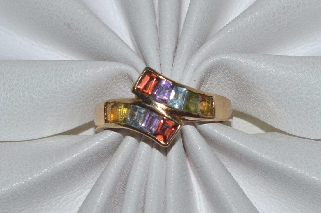 14kt yellow gold multi-color stone ring (1 of 5)