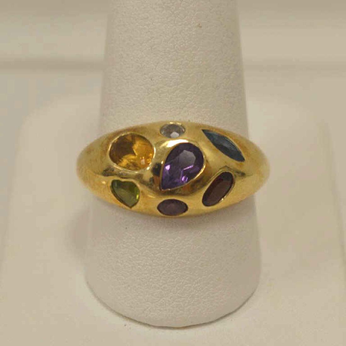 14kt yellow gold multi-color stone ring (1 of 5)