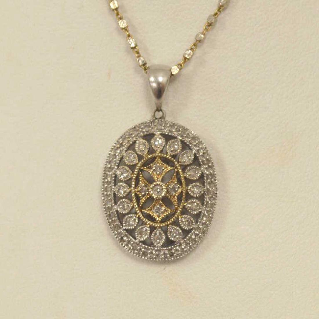 14kt two tone diamond pendant (1 of 4)