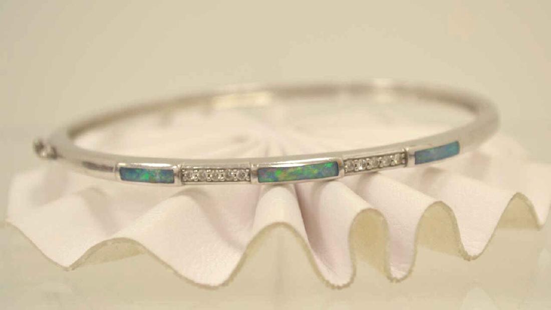 14kt white gold opal and diamond bracelet (1 of 4)