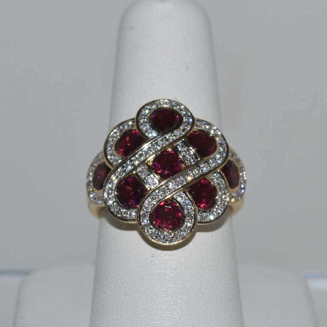 14kt yellow gold garnet and diamond fashion ring (1 of 5)