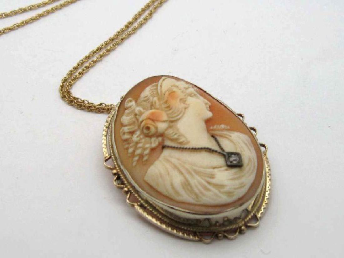 14kwg cameo with diamond & chain (1 of 3)