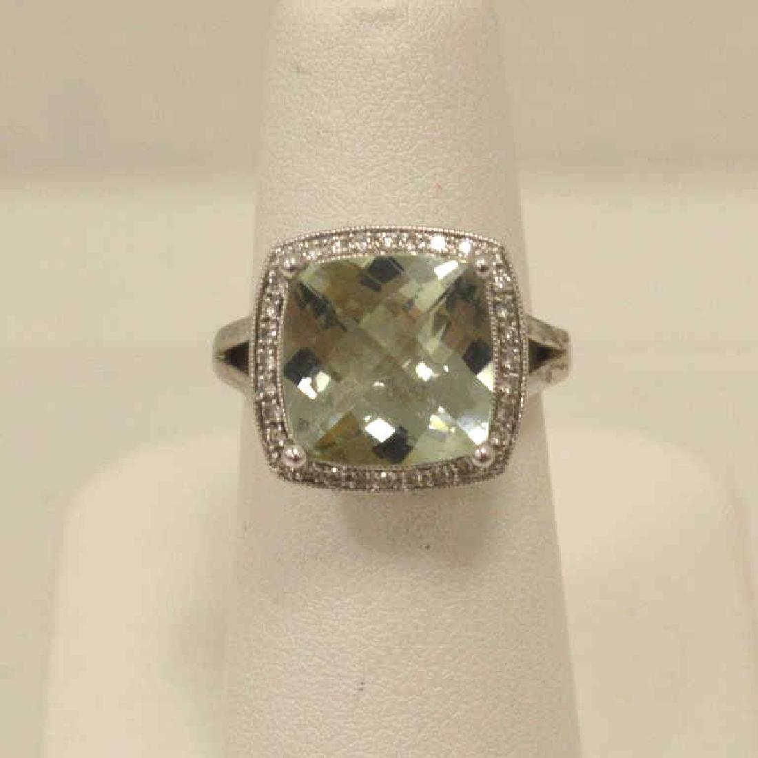 18kt white gold green quartz and diamond ring (1 of 5)