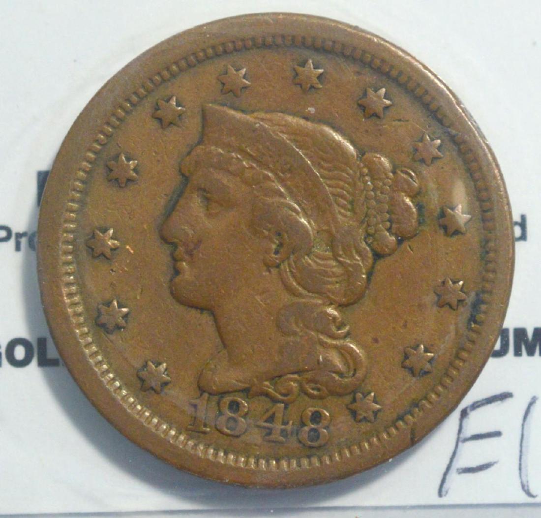 1848 Braided Hair Large Cent Fine (1 of 3)